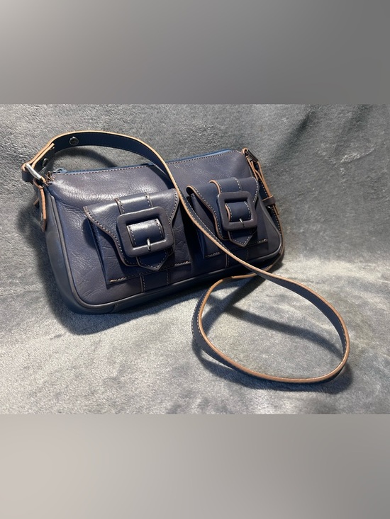 Kenneth Cole Handbags - Kenneth Cole Two Tone Leather Buckle Bag w/ Silver Hardware